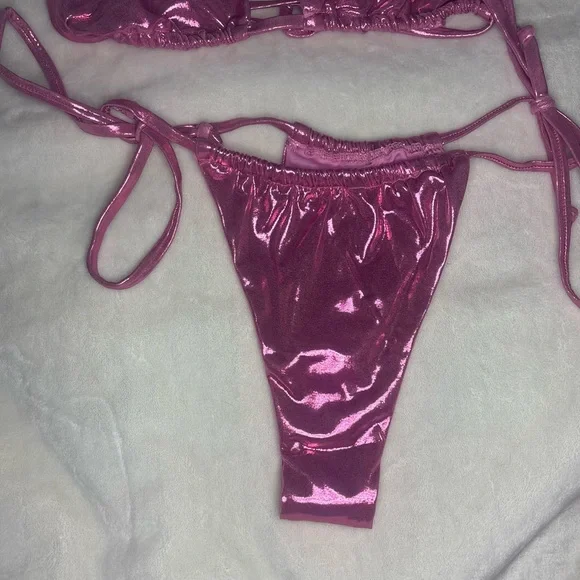 NWT! Fashion Nova Shimmering Pink Bikini - Picture 4 of 10